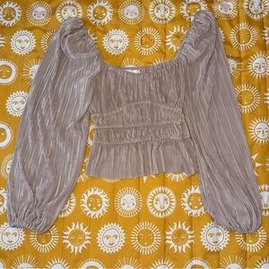 ASTR the Label Ziva Shiny Balloon Sleeve Top